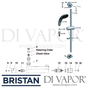 Bristan Artisan Surface Mounted Thermostatic Shower with Rail Kit Spare Parts - BR DV 137